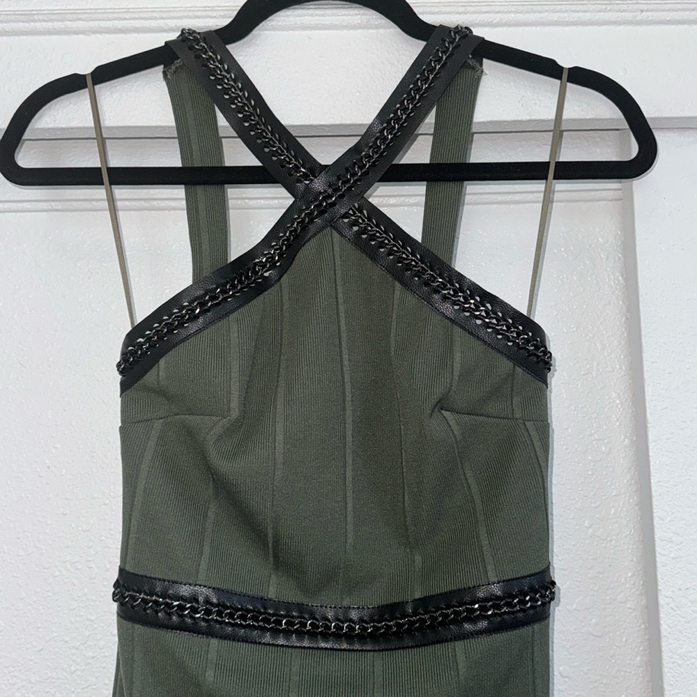 Topshop green leather chain embellished dress - Picture 1 of 12